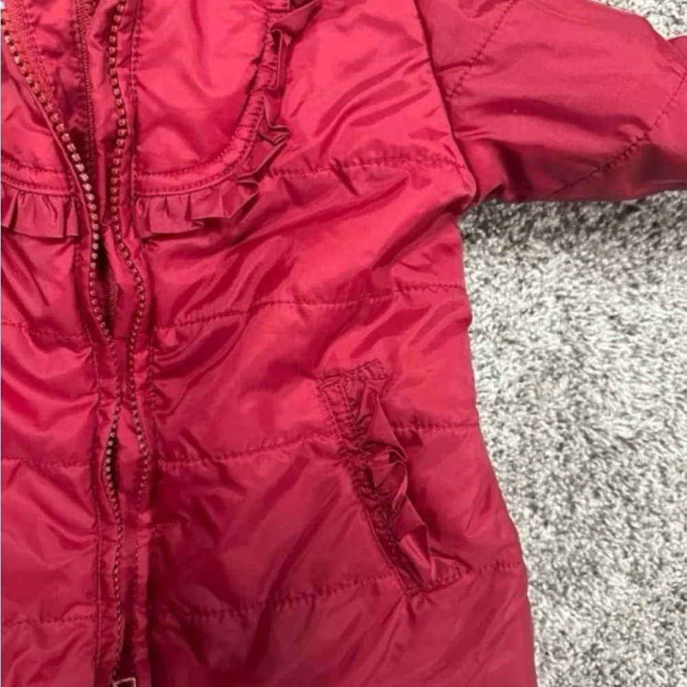 Gymboree Red Hooded Puffer Jacket with Faux Fur Trim